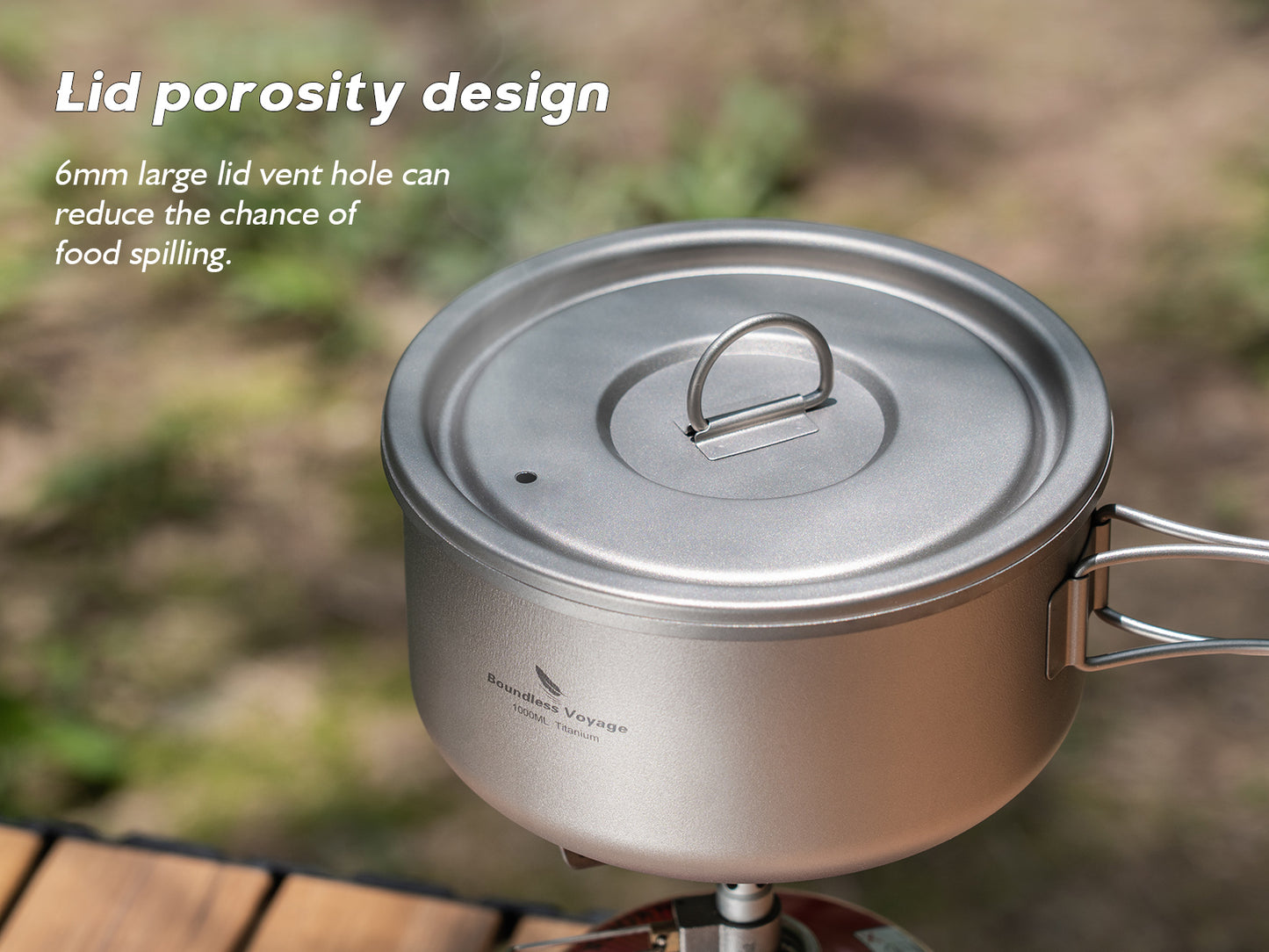 Boundless Voyage Titanium Pot with Lid Outdoor Camping Individual Soldier Pot Single Layer Lunch Box Ti2041C