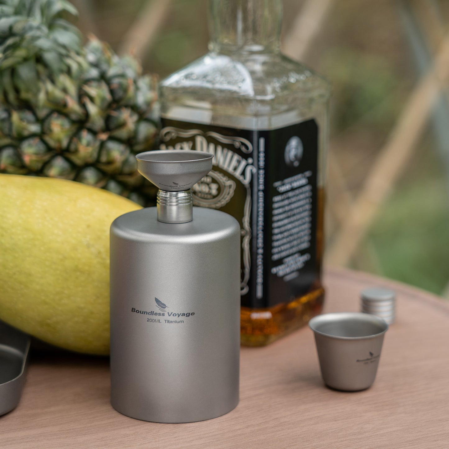 Boundless Voyage Titanium Hip Flask Pocket Flagon Camping Portable Alcohol Bottle Drink Sports Water Bottle 200ml/6.7oz-Ti3068D