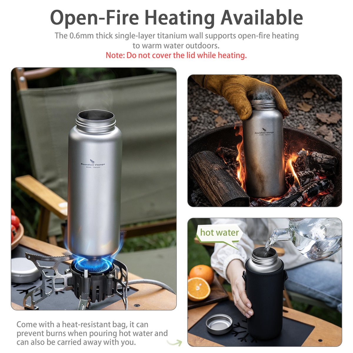 Ti3018D titanium water bottle for hiking and backpacking