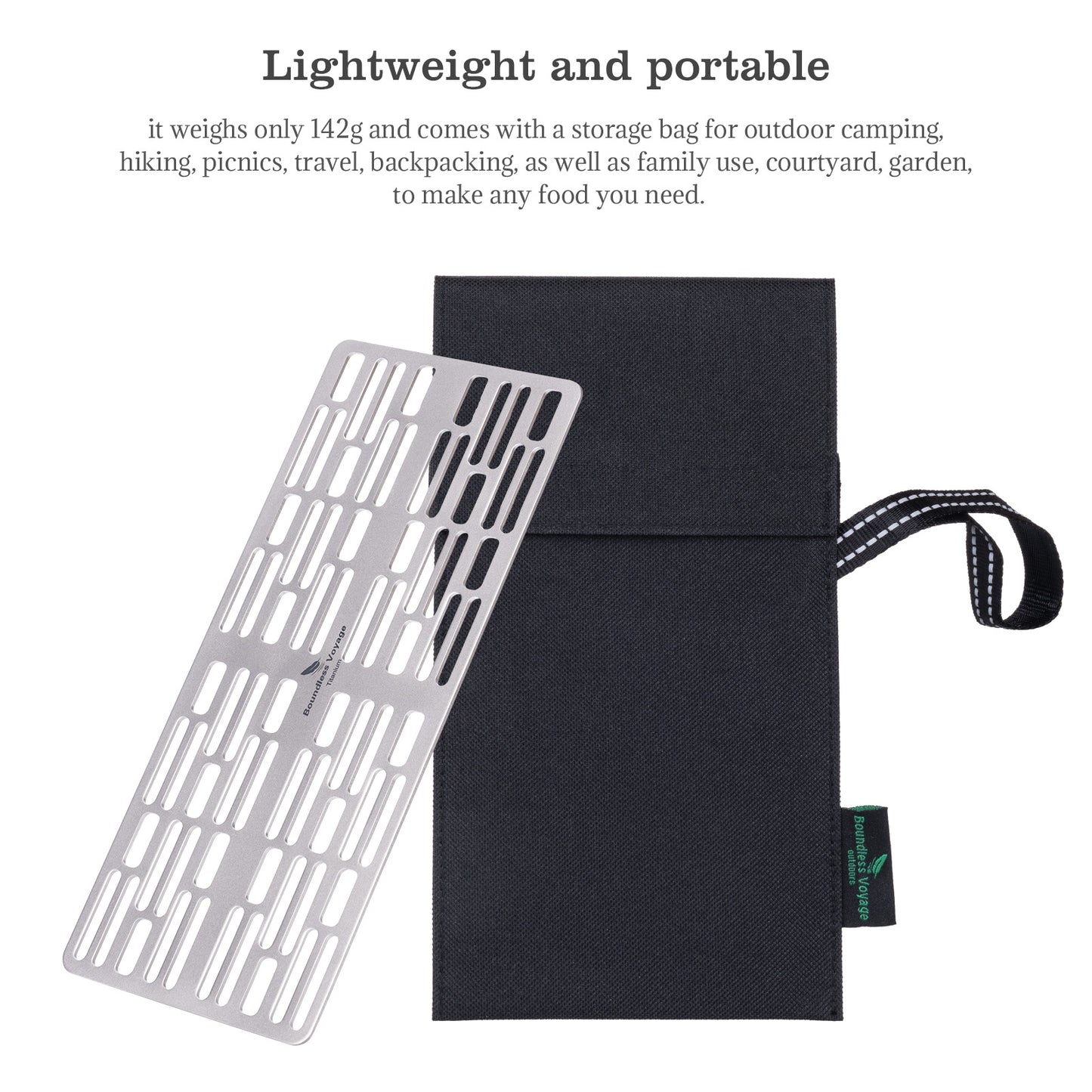 Boundless Voyage Mini Size Durable Titanium Charcoal BBQ Grill Plate Include a Carry Bag for Outdoor Camping Beach Ti2021C