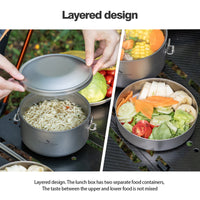 Boundless Voyage Outdoor Titanium Lunch Box Salad Soup Bowl with Lid Daily Separated Multi-layer Office Worker Bento Box Uncoated Ti1095T