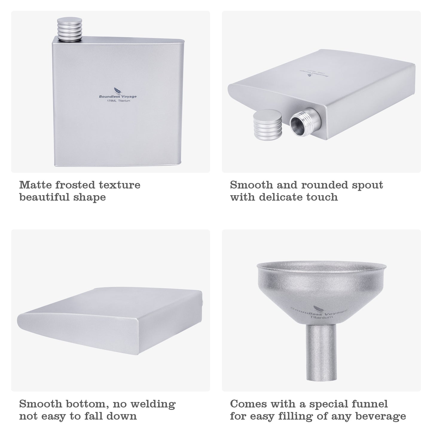 Boundless Voyage Titanium Flask 178ml- Ultralight & Durable Camping Essential - Flavor-Resistant Flask Bottle for Whiskey Vodka Wine Outdoor Travel Equipment 3080D