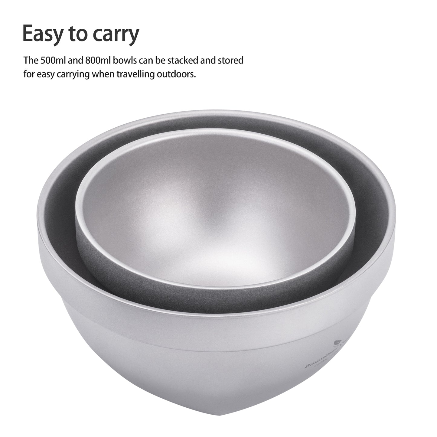 Boundless Voyage Sandblasted Double Walled Pure Titanium Bowl 500ml / 800ml | Ultralight Portable Metal Tableware for Oatmeal, Rice, Soup, Outdoor Camping & Daily Home Use Ti1161T-Ti1163T