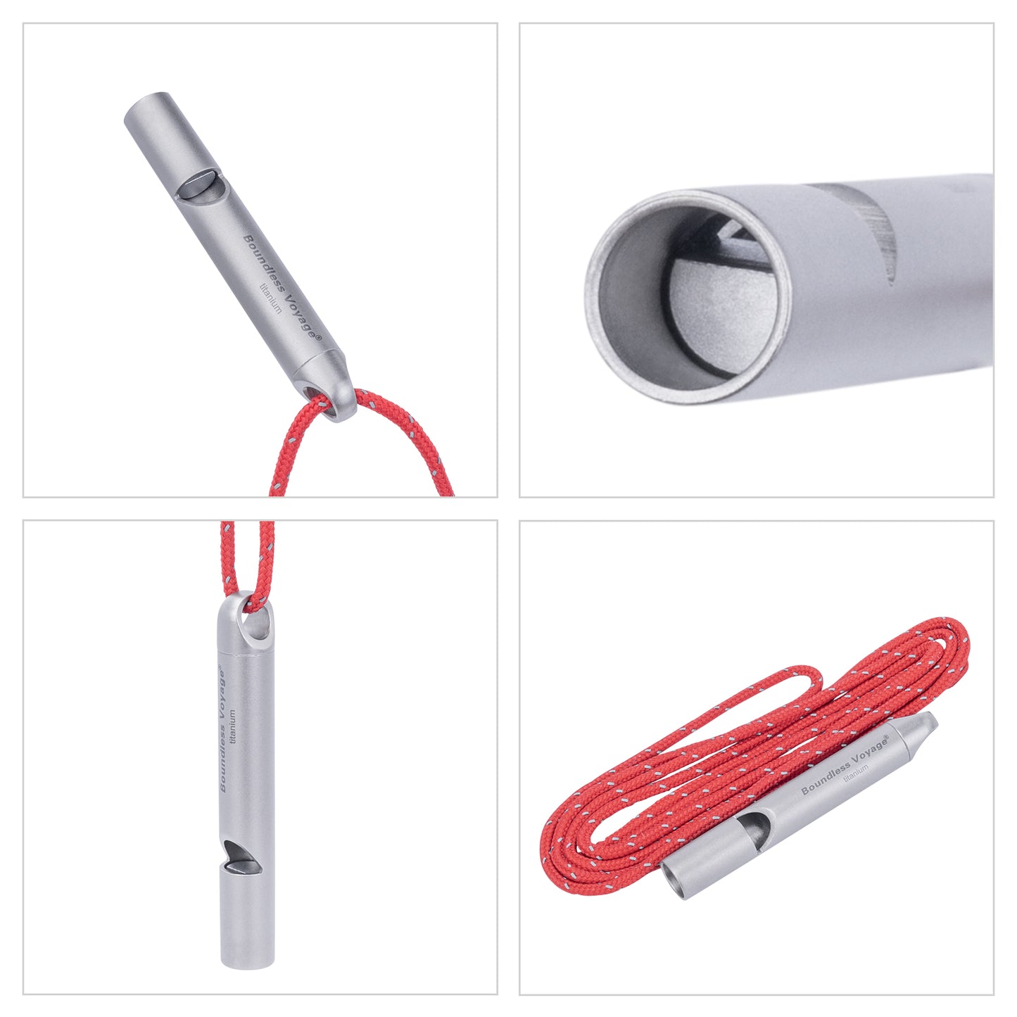 Boundless Voyage Titanium Whistle Emergency Survival Safety Whistles with Lanyard Loud Ti9014O
