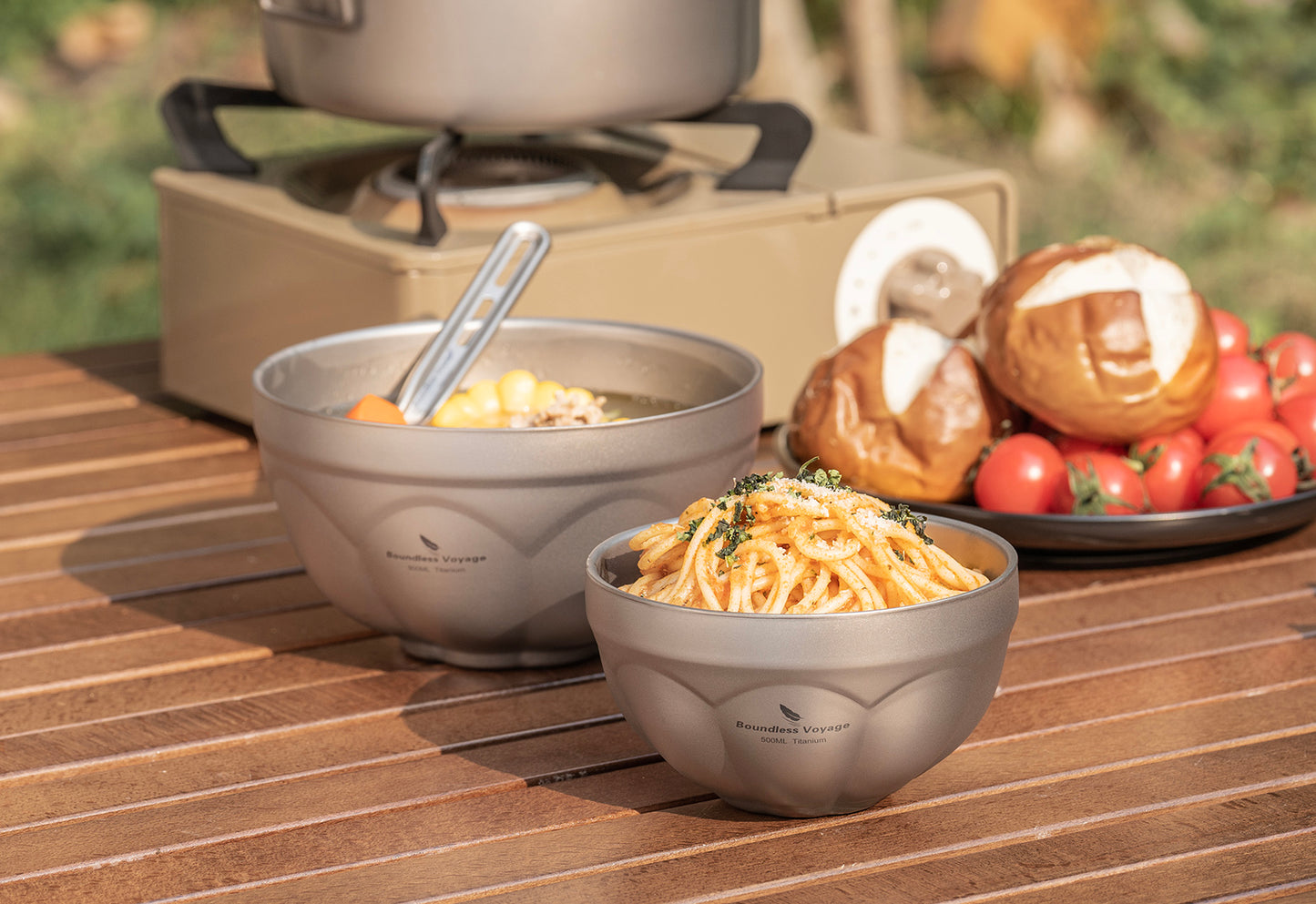 Boundless Voyage 500 ml / 800 ml Titan-Doppelwand-Schale, Reise- und Campinggeschirr, ultraleicht, langlebig, tragbar, für Reis, Suppe, Haferflocken, Joghurt, Ti1171T-Ti1173T
