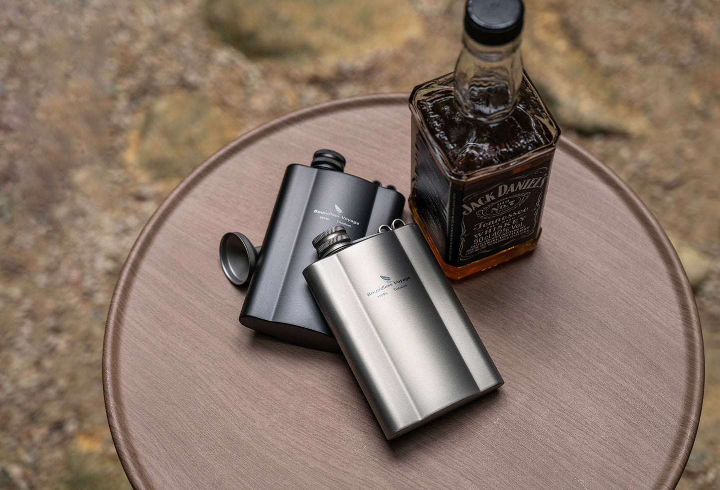 Boundless Voyage Titanium Hip Flask 180ml / 240ml Rust-Free Ultralight Small Liquor Flask Bottle for Whiskey Vodka Wine Outdoor Portable Travel Outdoor Ti3071D / Ti3072D/ Ti3073D