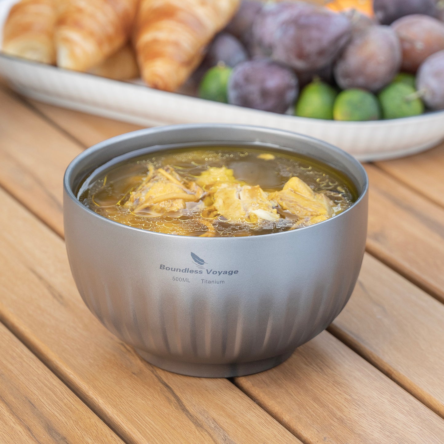 Boundless Voyage Double Walled Pure Titanium Bowl 350ml / 500ml | Ultralight Portable Metal Tableware for Oatmeal, Rice, Soup, Camping & Outdoor Use Ti1164T-Ti1166T