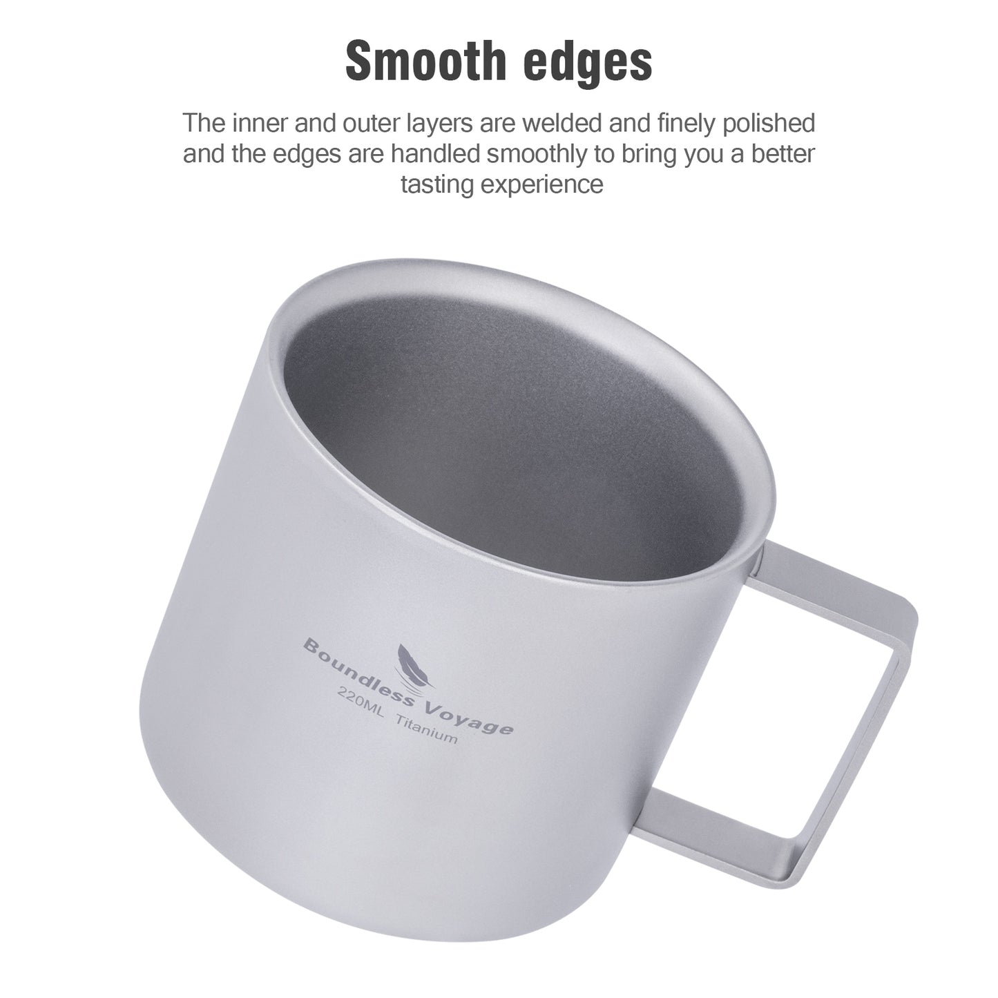 Boundless Voyage 220ml Double Wall Titanium Coffee Cup, Lightweight Portable Insulated Mug, Outdoor Camping Travel Tableware Ti3052D