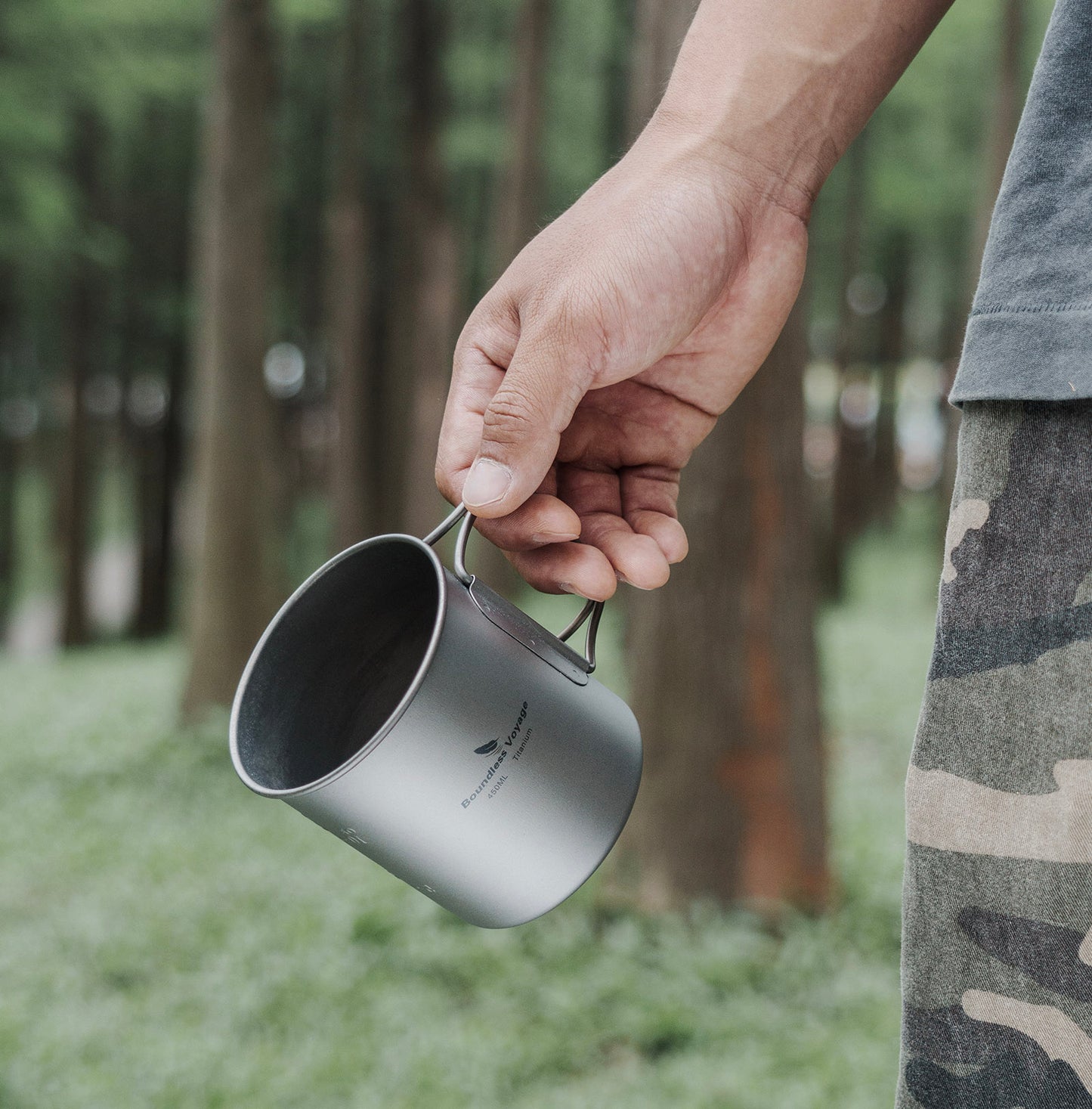 Boundless Voyage 600ml Single Wall Titanium Cup with Lid | Ultralight Portable Camping Mug for Tea Coffee EDC Hiking Ti3036D