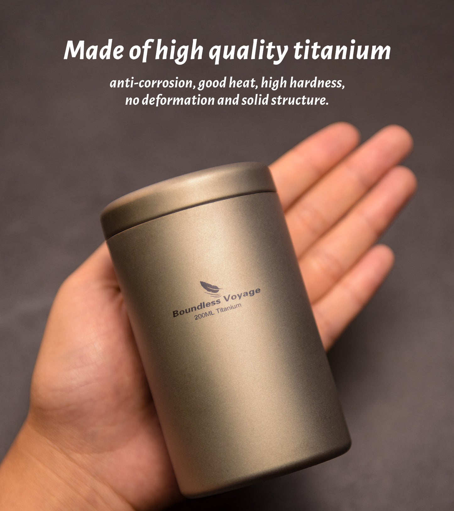 Boundless Voyage Titanium Tea Caddy Canister, Ultralight Portable Food Storage Container, Multi-Purpose Jar for Loose Tea, Coffee Beans, Spices, Nuts & Sugar, for Kitchen, Camping, Travel & Daily Use Ti3208D-Ti3210D