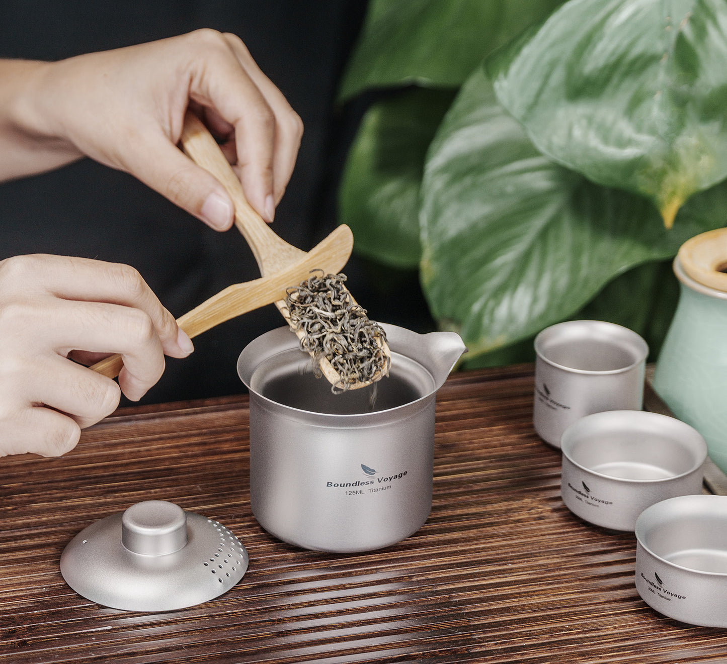 Boundless Voyage Titanium Double-Layer Tea Maker, Ultralight Portable Camping Teapot for Outdoor Tea Brewing  Ti3145D