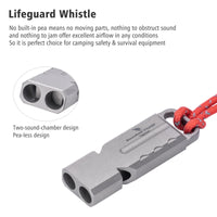Boundless Voyage Titanium Dual Tube Survival Whistle, High Decibel Emergency Whistle, Lightweight & Durable Outdoor Safety Whistle for Camping Hiking Backpacking Ti9029O