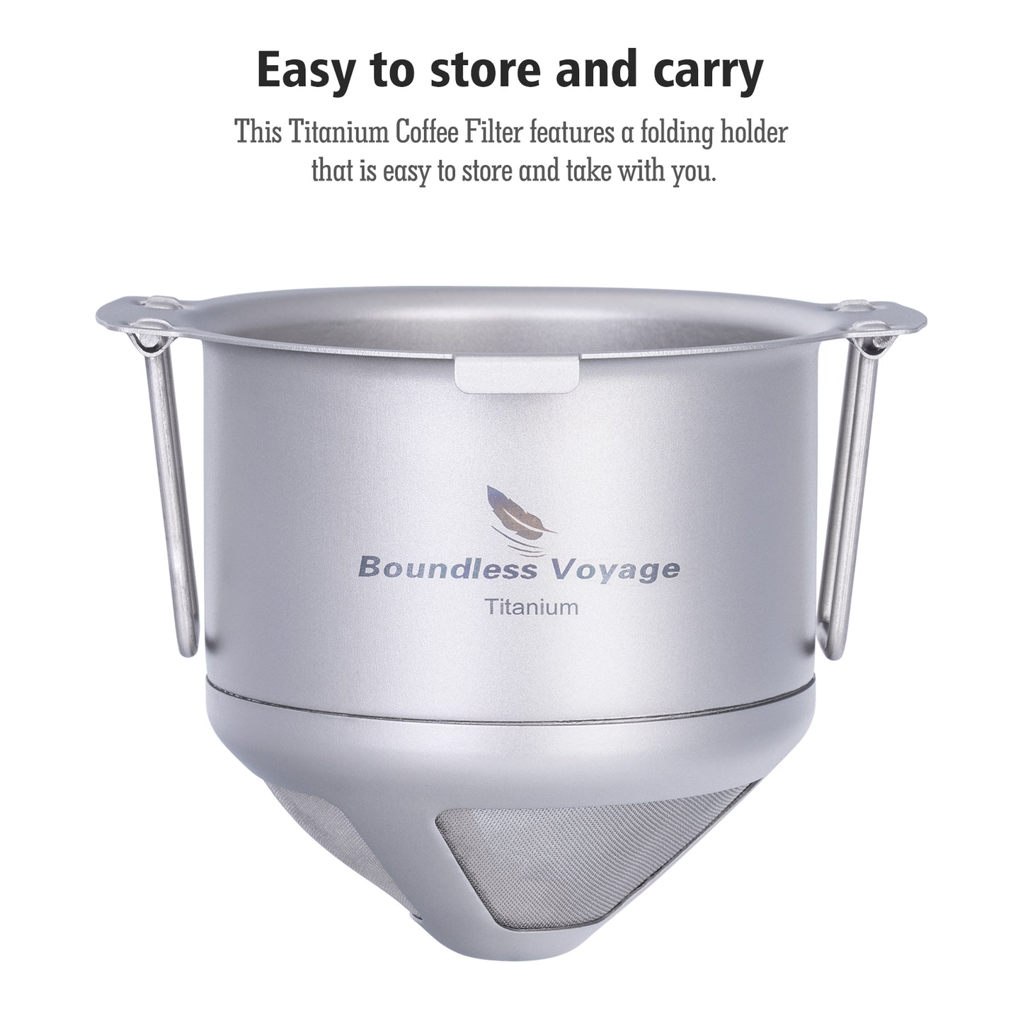 Boundless Voyage Titanium Folding Coffee Drip Filter, Ultralight Portable Hanging Ear Hand Brew Coffee Filter, Fits Mugs with 6.5cm–12.5cm Diameter Ti6002P
