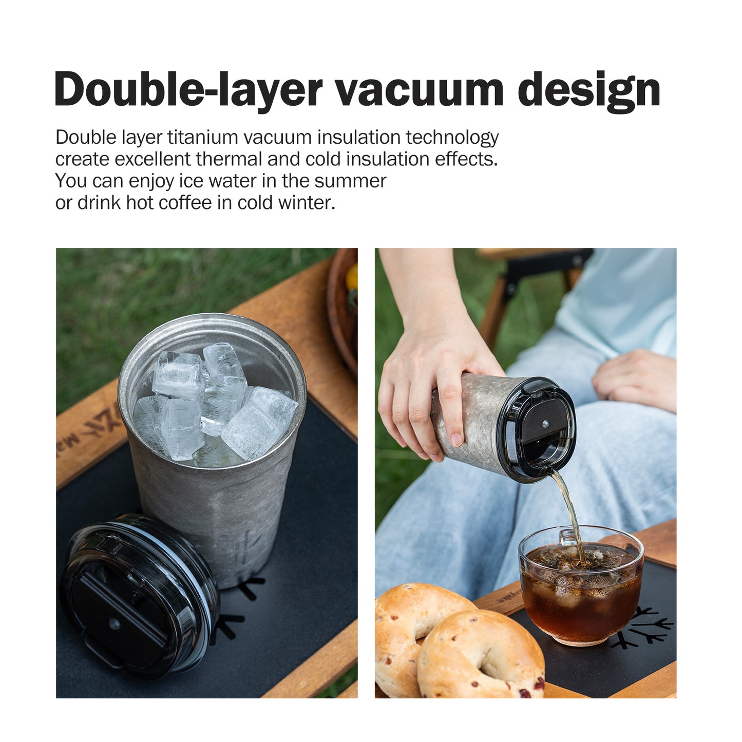 Boundless Voyage Titanium Insulated Drinking Cup Double Wall Vacuum Travel Coffee Tea Water Mug Ti3235D