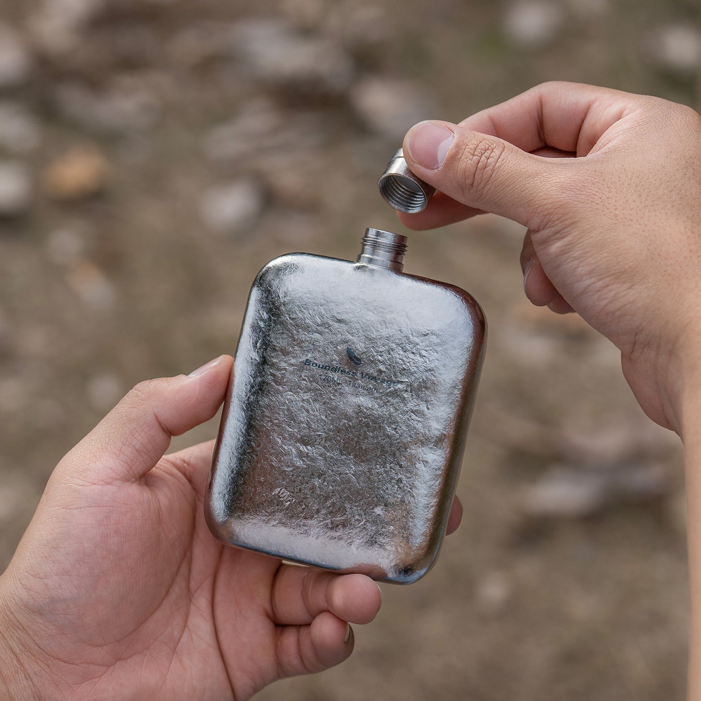 Boundless Voyage Titanium Hip Flask 170ml Small Liquor Flask Bottle for Whiskey Vodka Wine Portable Travel Outdoor Ultralight Pocket Drinkware for Men & Women Ti3263D