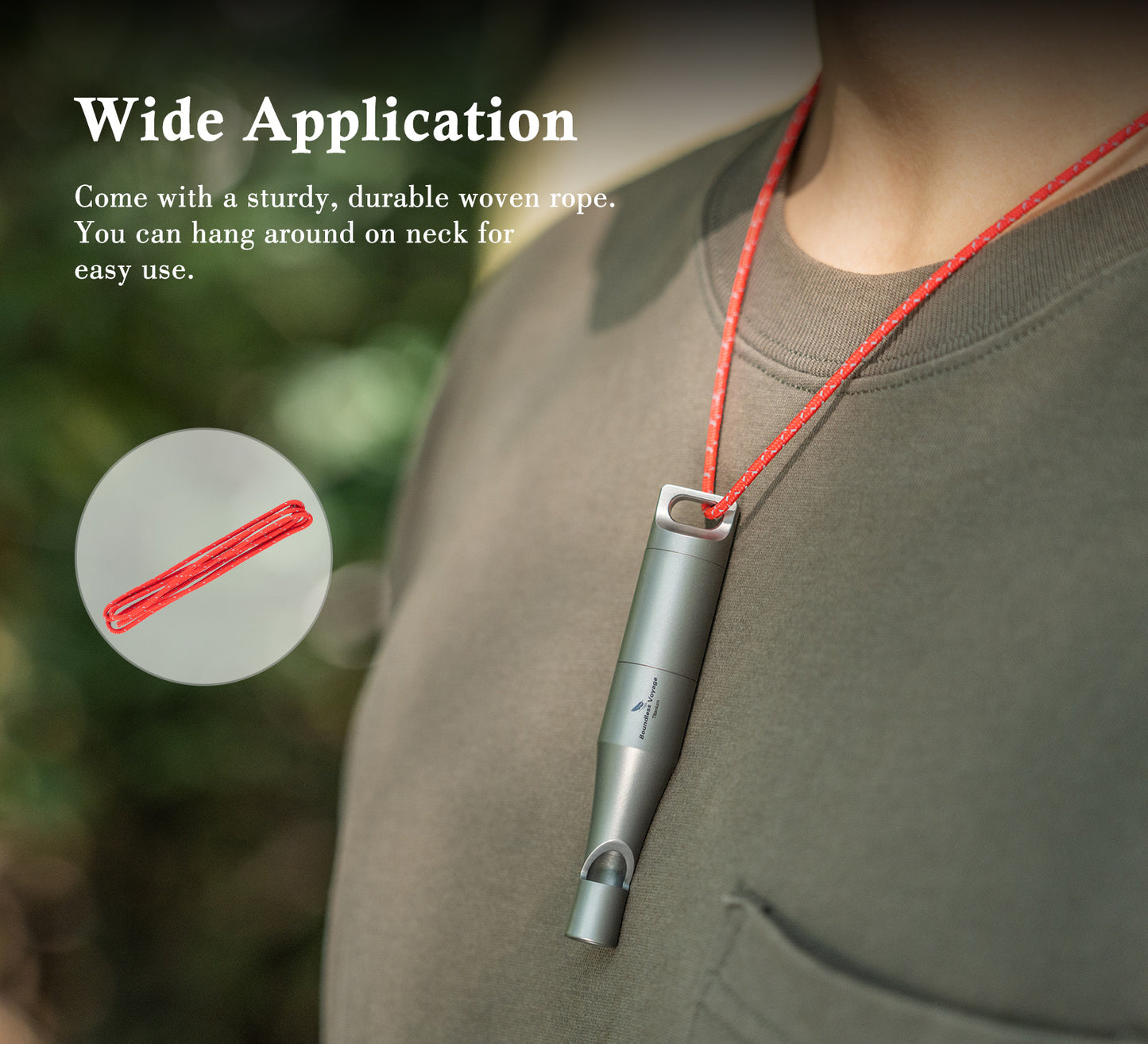 Boundless Voyage Titanium Whistle Emergency Survival Safety Whistles with Lanyard Loud for Outdoor Camping Hiking Coaches Training Sports Keychain Whistle Signaling Tool Ti9017O