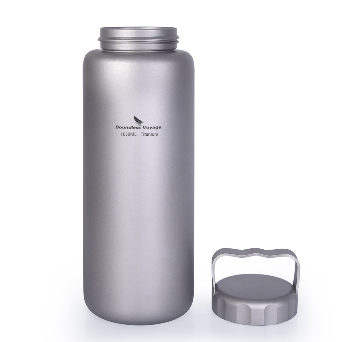 Boundless Voyage Titanium Water Bottle 1050ml/35.5 oz with Handle Outdoor Leak-Proof Wide Mouth Sport Drinking Bottle Camping Tea Coffee Canteen Kettle for Hiking Climbing Running Ti3006D
