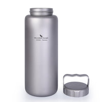 Boundless Voyage Titanium Water Bottle 1050ml/35.5 oz with Handle Outdoor Leak-Proof Wide Mouth Sport Drinking Bottle Camping Tea Coffee Canteen Kettle for Hiking Climbing Running Ti3006D