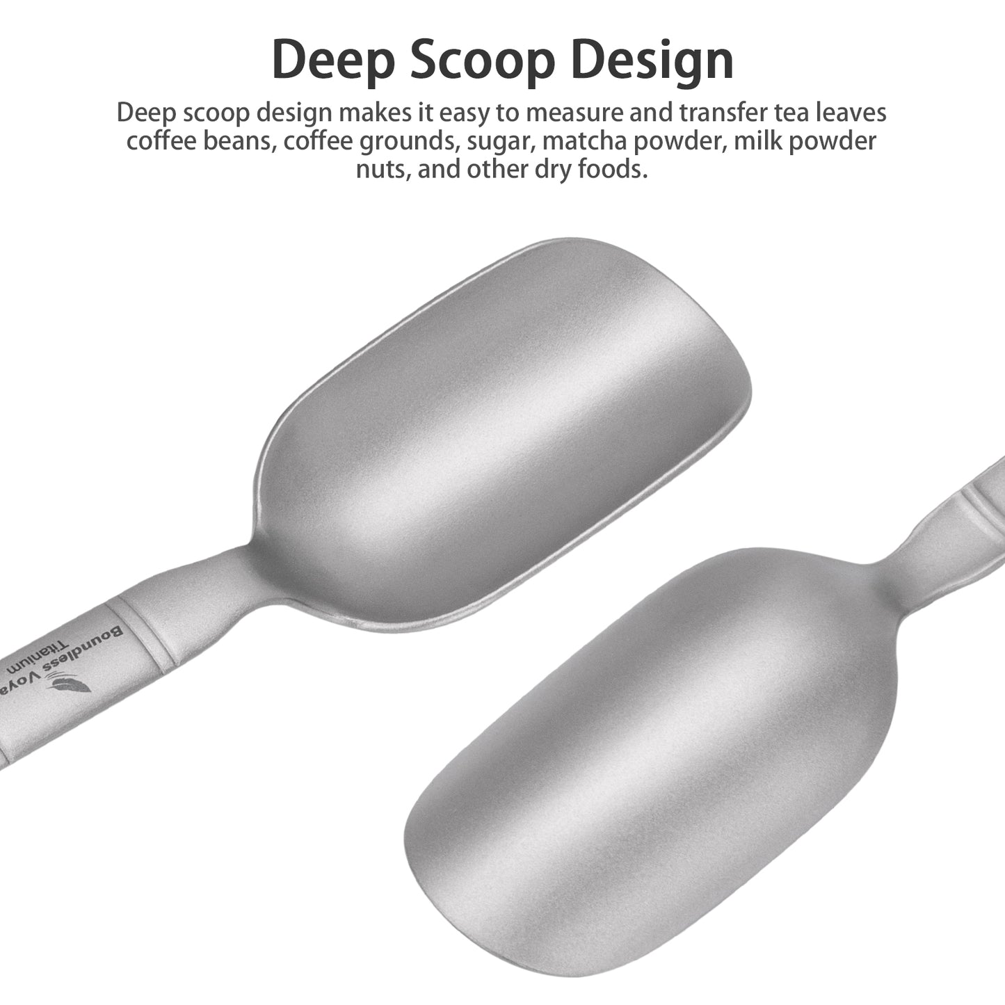 Boundless Voyage Titanium Tea Scoop, Lightweight Coffee Scoop for Camping Travel Home Outdoor Tableware with Carry Bag , Dishwasher Safe Ti1135T