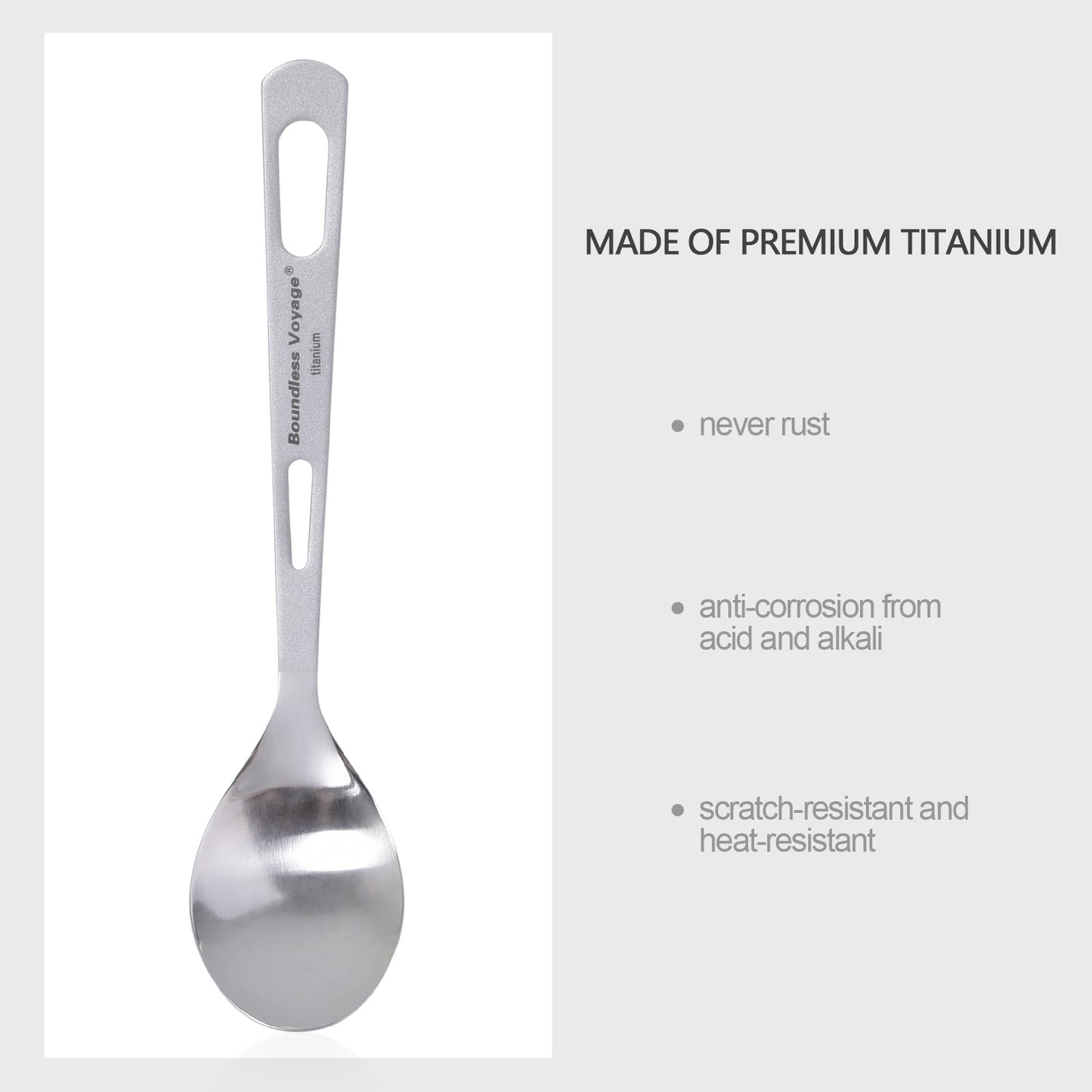 Boundless Voyage Ultralight Titanium Spoon with Polished Bowl and Matte‑Finished Handle, Great for Rice, Soup and Salad, Portable Tableware for Travel, Office, School and Household Use Ti1041T