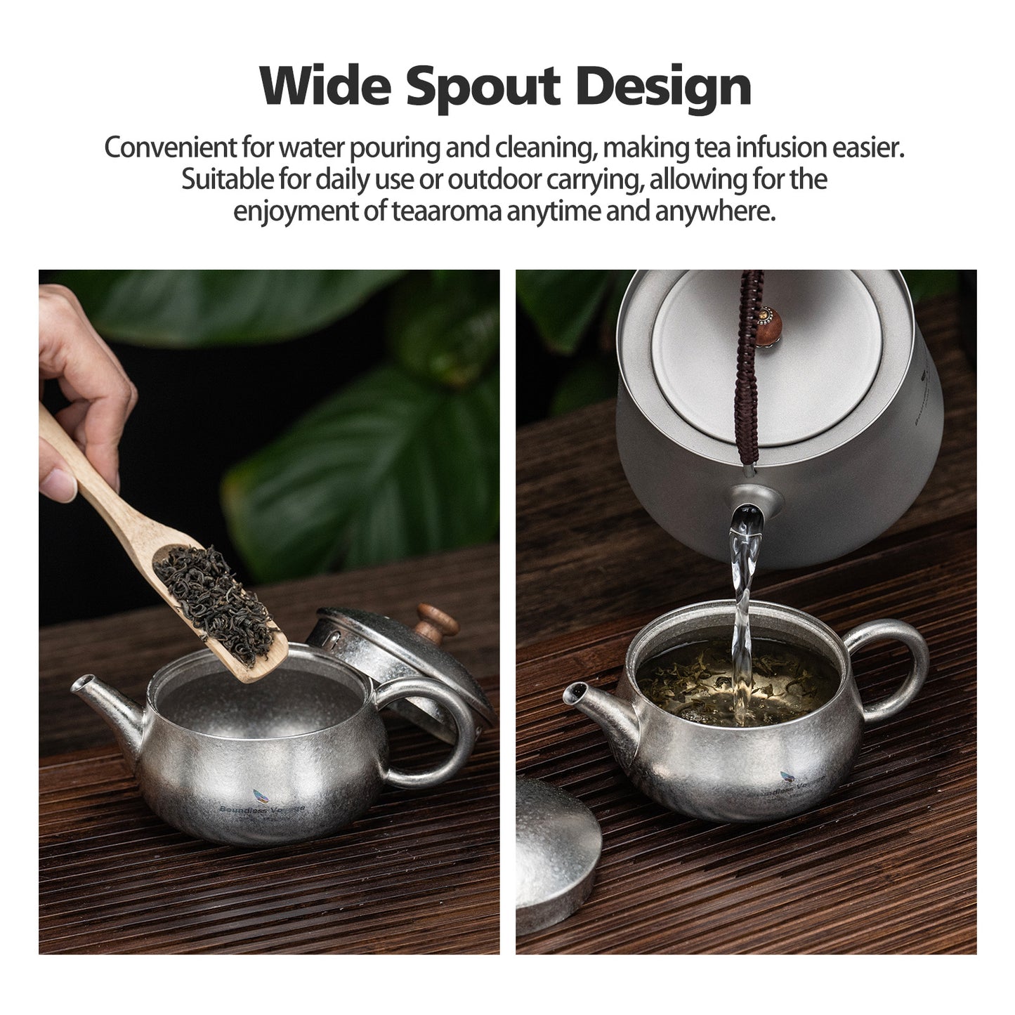 Boundless Voyage 260ml Titanium Teapot with Filter Travel Tea Kettle Durable Chinese Kung Fu Tea Set Ti3106D