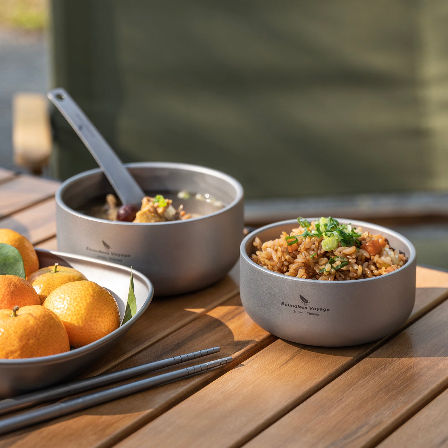 Boundless Voyage Sandblasted Double Walled Pure Titanium Bowl 200ml / 420ml | Ultralight Portable Metal Tableware for Oatmeal, Rice, Soup, Outdoor Camping & Daily Home Use Ti1083T/Ti1084T