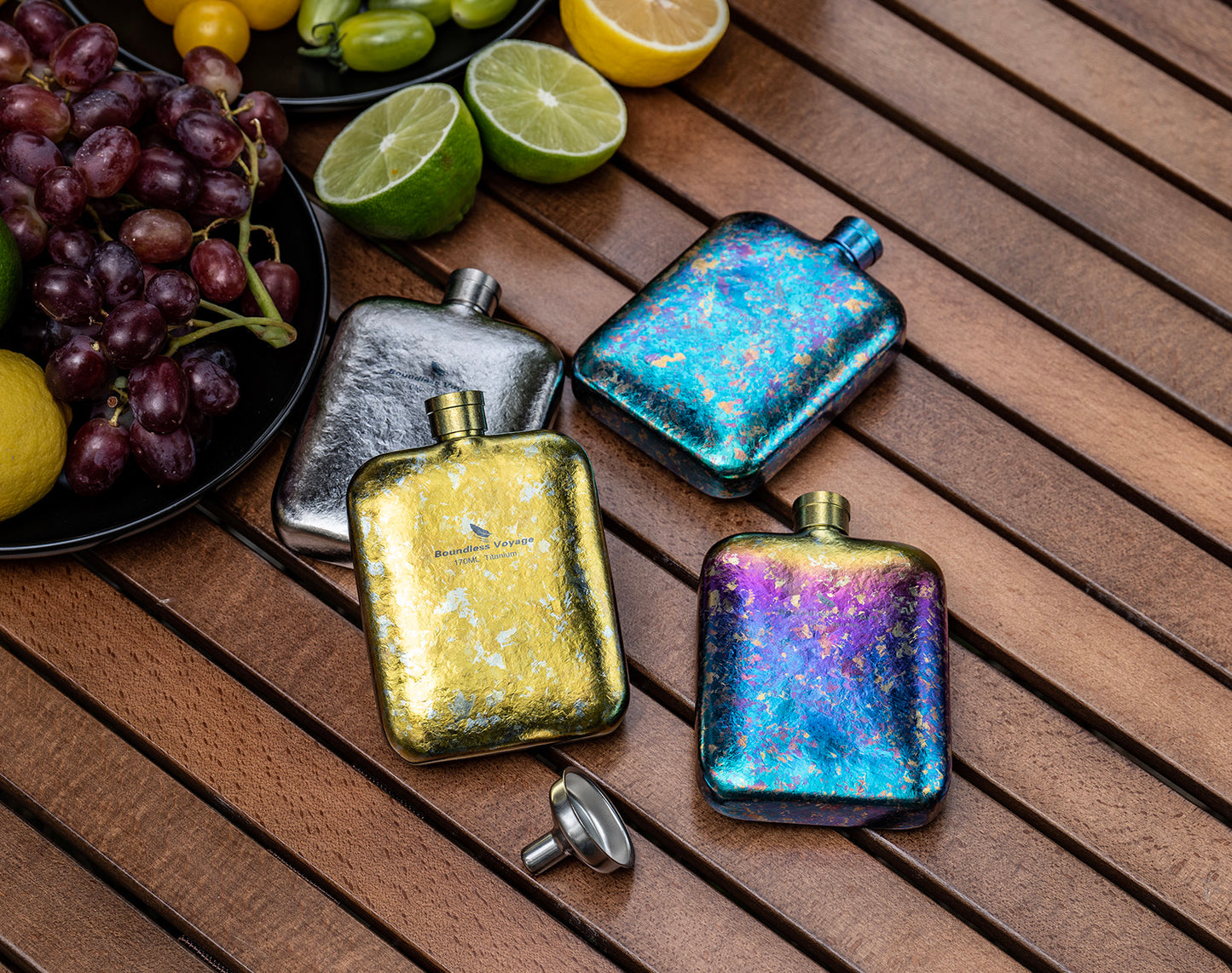 Boundless Voyage Titanium Hip Flask 170ml Small Liquor Flask Bottle for Whiskey Vodka Wine Portable Travel Outdoor Ultralight Pocket Drinkware for Men & Women Ti3263D