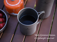 Boundless Voyage Pure Titanium Cup with Flat Lid | Ultralight Portable Coffee Tea Wine Mug, Outdoor Tableware for Backpacking Hiking Camping Picnic Ti3049D