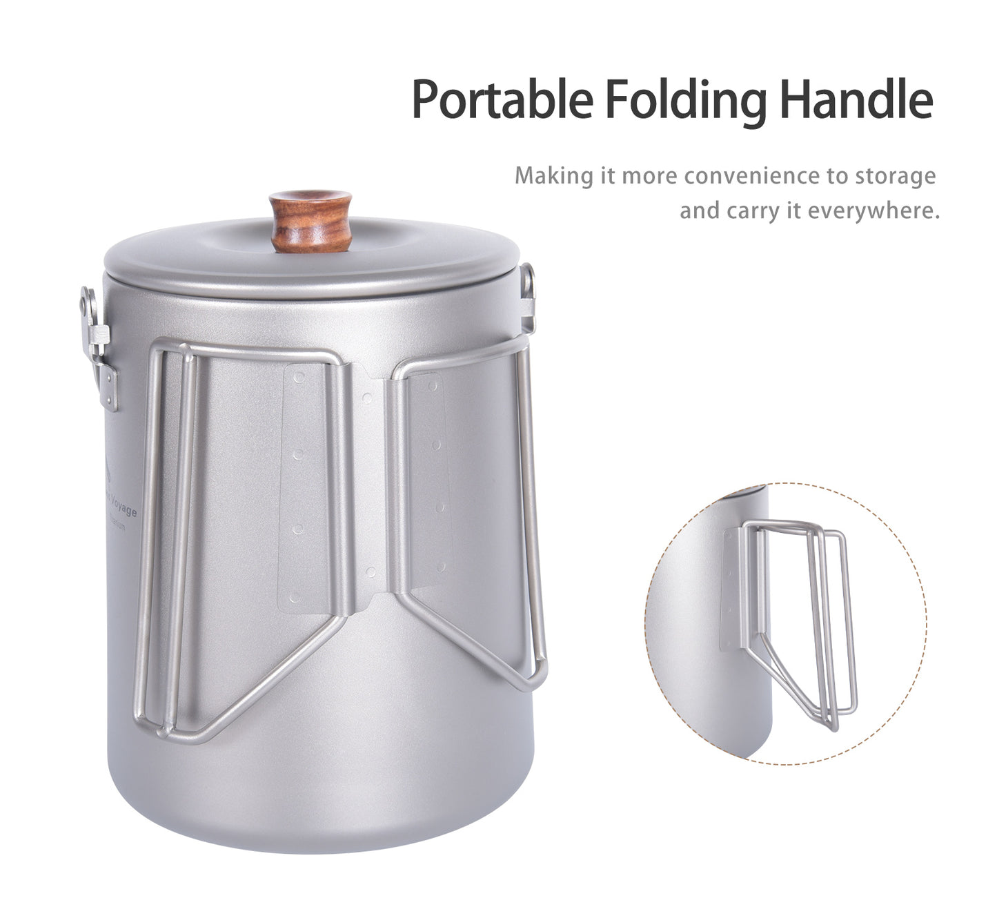 Boundless Voyage 1.5L Titanium Camping Coffee Pot, Stovetop & Campfire Safe Fast Brew Kettle for Boiling Water, Outdoor Travel & Barista Brewing Ti3128D/Ti3129D