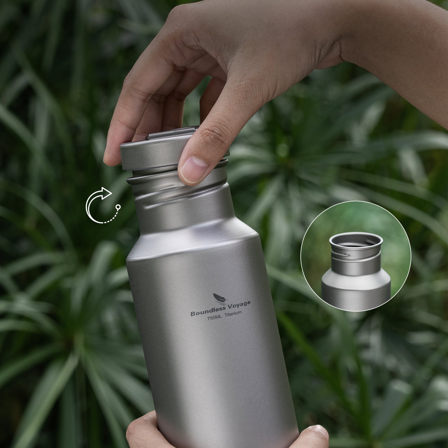 Boundless Voyage Titanium Water Bottle with Lid Reusable Sport Drinking Bottle for Camping Hiking Picnic Climbing Running Tea Coffee