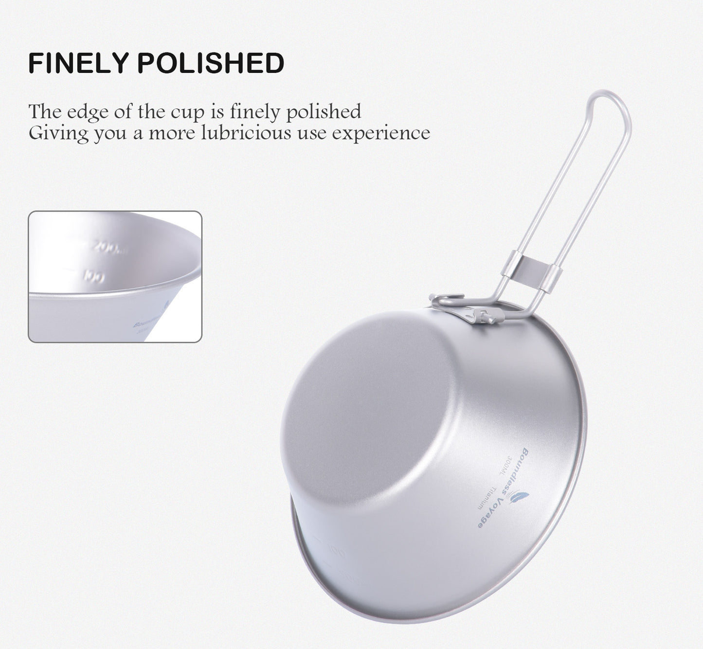 Boundless Voyage Titanium Sierra Bowl Foldable Handle Anti-Drip Spout, 300ml 450ml Camping Bowl Ti1087T-Ti1089T