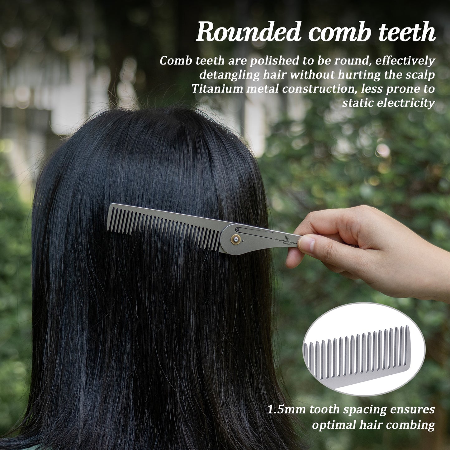Boundless Voyage Titanium Foldable Comb, Ultralight Compact Folding Pocket Hair Comb for Outdoor Camping, Travel, Hiking and Daily‑Carry Ti9011A