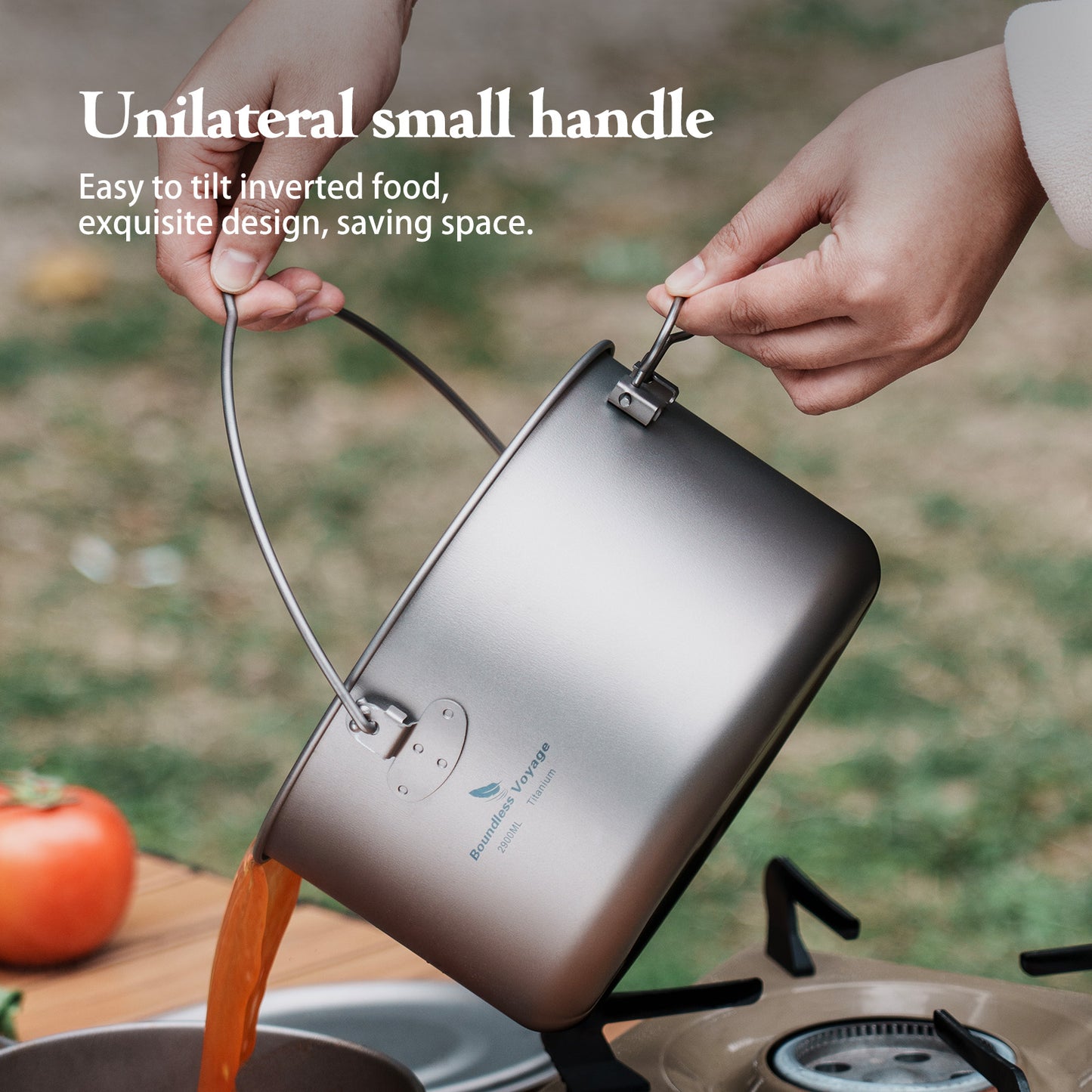Boundless Voyage Titanium Hanging Pot for Outdoor Camping Backpacking Hiking Ultralight Portable Cooking Pot Camp Kitchen Cookware 1300ML/1950ML/2900ML Ti2043C-Ti2045C