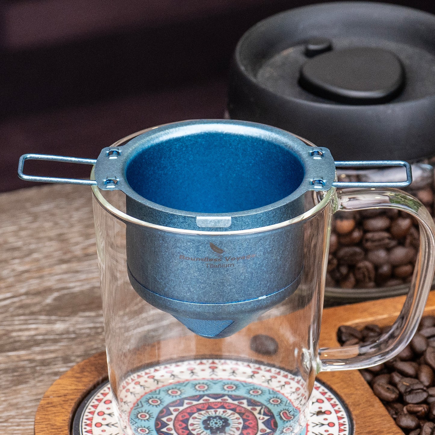 Boundless Voyage Titanium Folding Coffee Drip Filter, Ultralight Portable Hanging Ear Hand Brew Filter for Camping Travel Home, Ti6002P