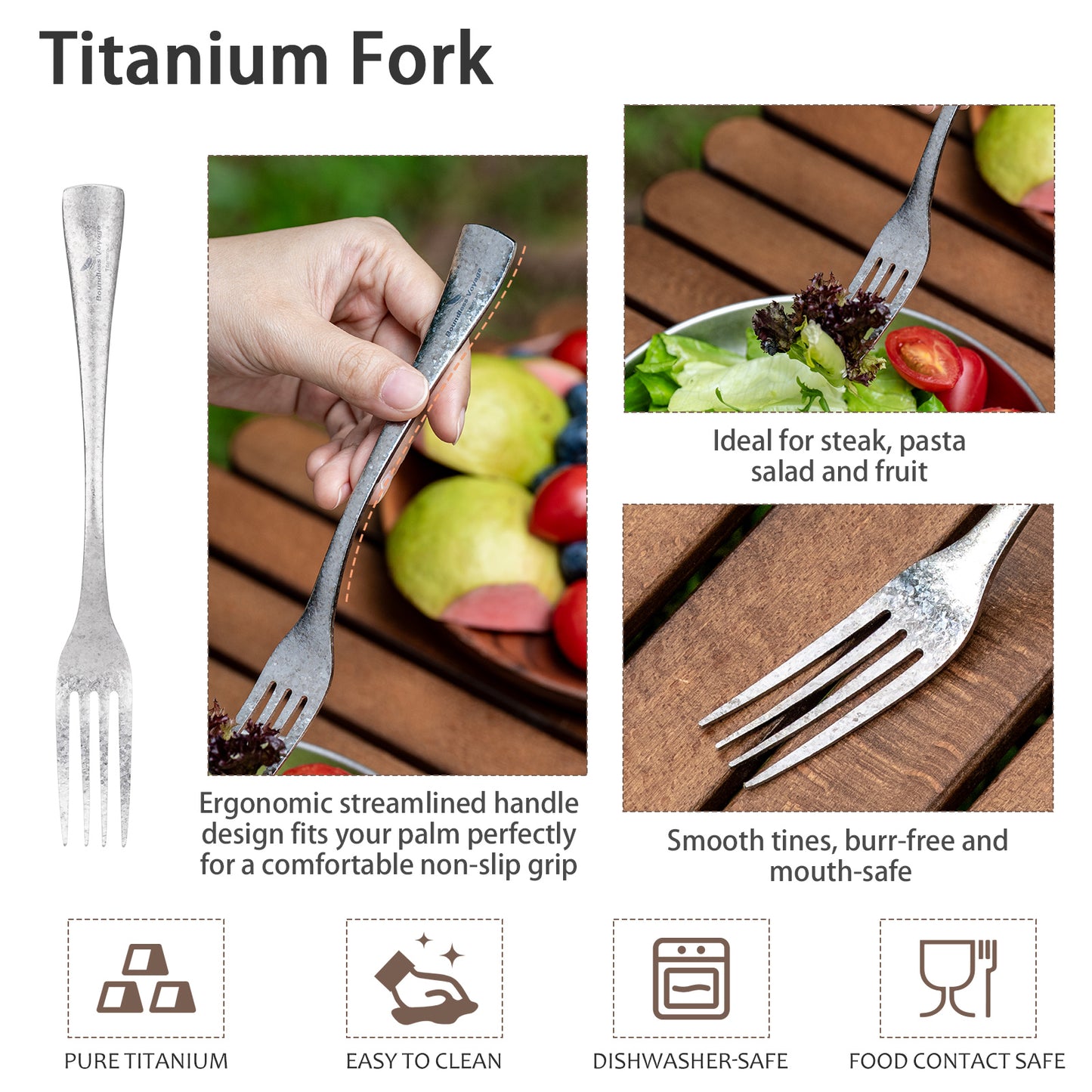 Boundless Voyage Titanium Camping Tableware Utility Cutlery Set Knife Fork Spoon Set for Home Travel Ti1055A