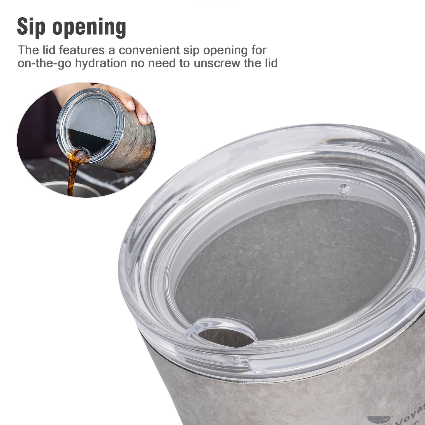Boundless Voyage 240ml Pure Titanium Double Wall Coffee Cup with Lid, Portable Mug for Wine, Tea & Water Ti3238D