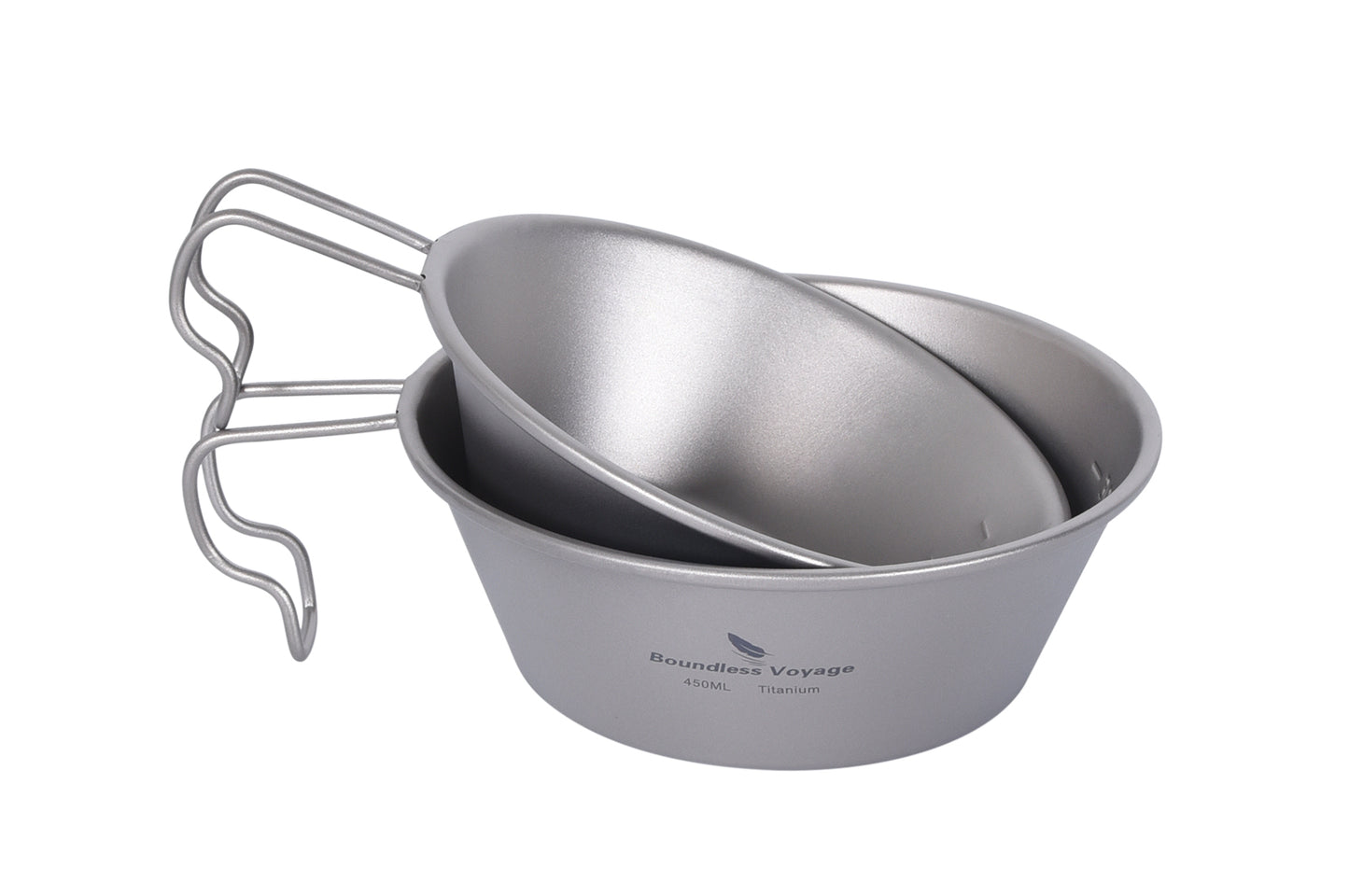 Boundless Voyage Sandblasted Pure Titanium Sierra Cup Bowl with Handle 300ml / 450ml | Portable Outdoor Mug Cookware Tableware for Camping & Hiking Ti1090T-Ti1092T
