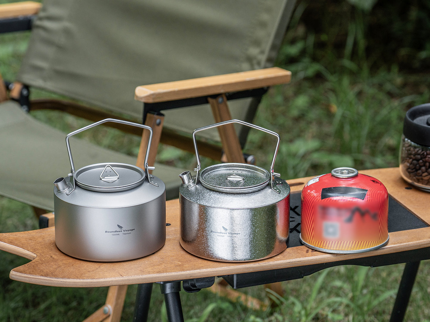 Boundless Voyage 1000ml Ultralight Titanium Camping Kettle with Foldable Handle & Steam Vent Lid, One-Piece Body Water Pot for Outdoor Hiking Backpacking Ti3099D