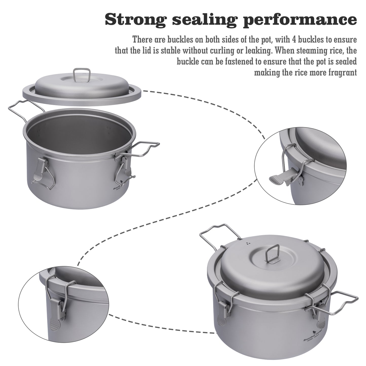 Boundless Voyage Titanium Camping Pot Multifunctional Cooker Ultralight Rice Cooker for Outdoor, Hiking, Travelling Ti2088C-Ti2092C