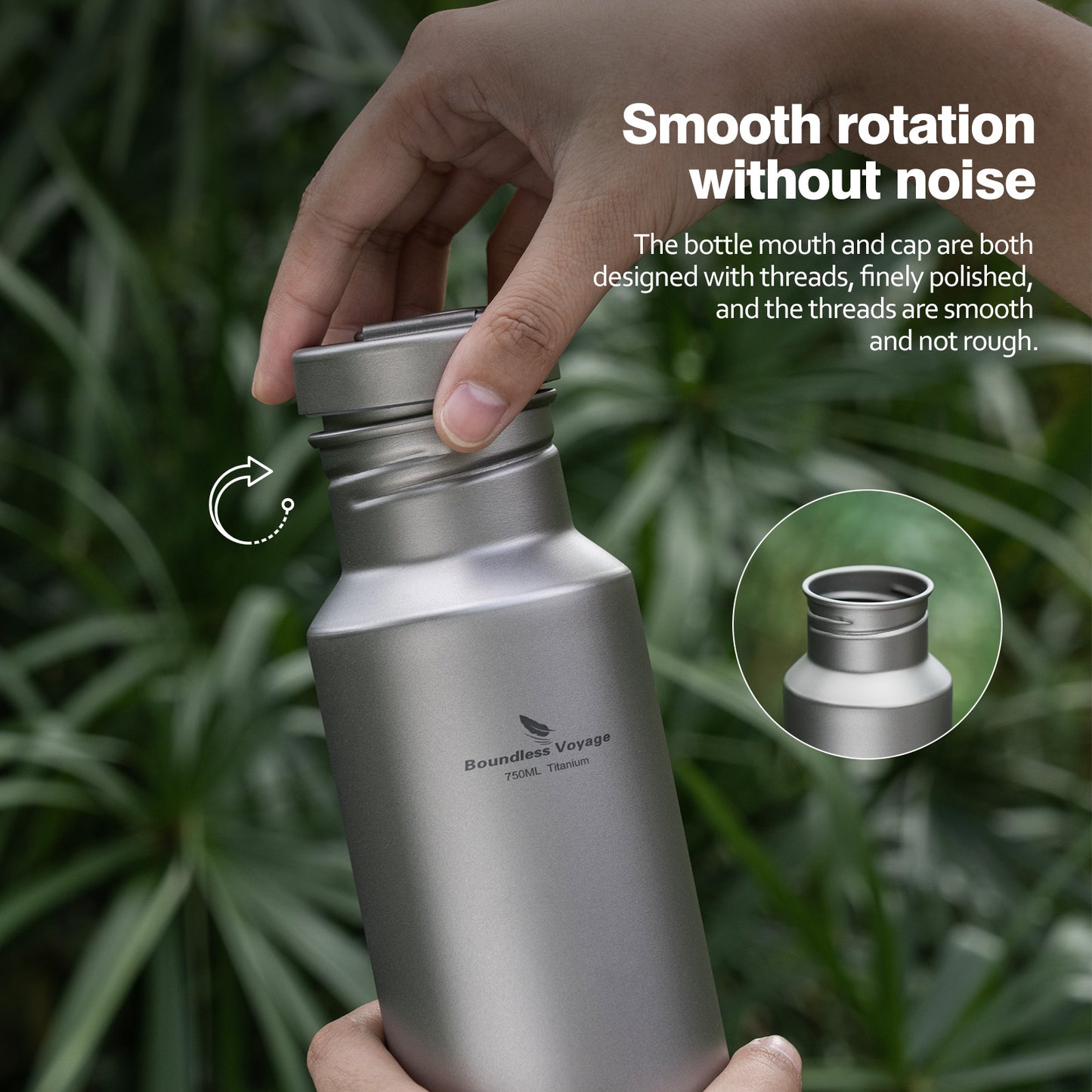 Boundless Voyage Titanium Water Bottle with Lid Reusable Sport Drinking Bottle for Camping Hiking Picnic Climbing Running Tea Coffee