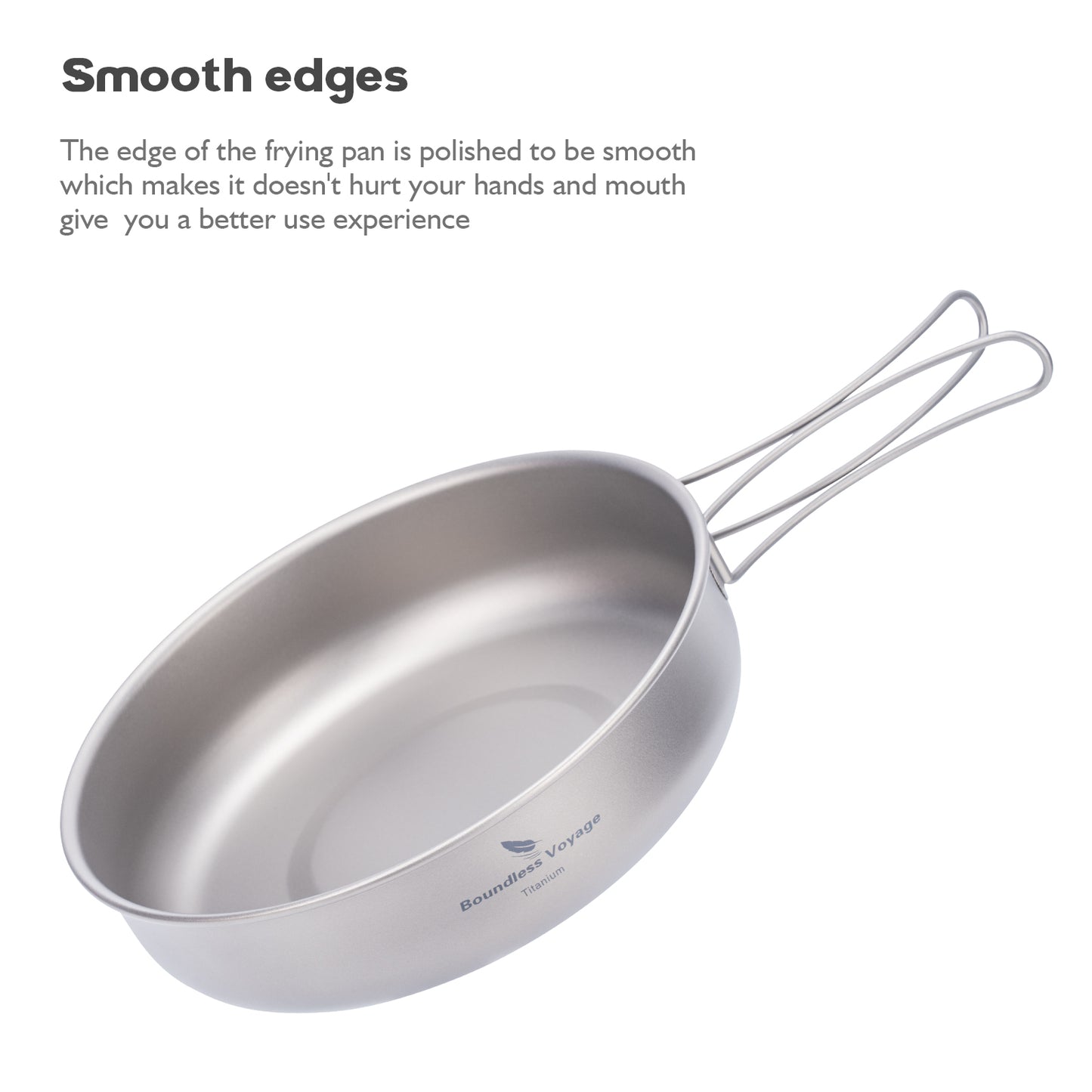 Boundless Voyage 18cm Pure Titanium Frying Pan with Foldable Handle, Ultralight Outdoor Camping Skillet for Solo Hiking & Picnic Ti2063C