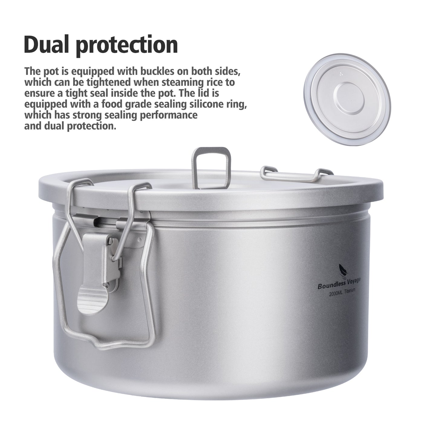 Boundless Voyage Titanium Pot Multifunctional Rice Cooker 2L+0.9L Pot Set Ultralight Outdoor Camping Cookware Ti2087C