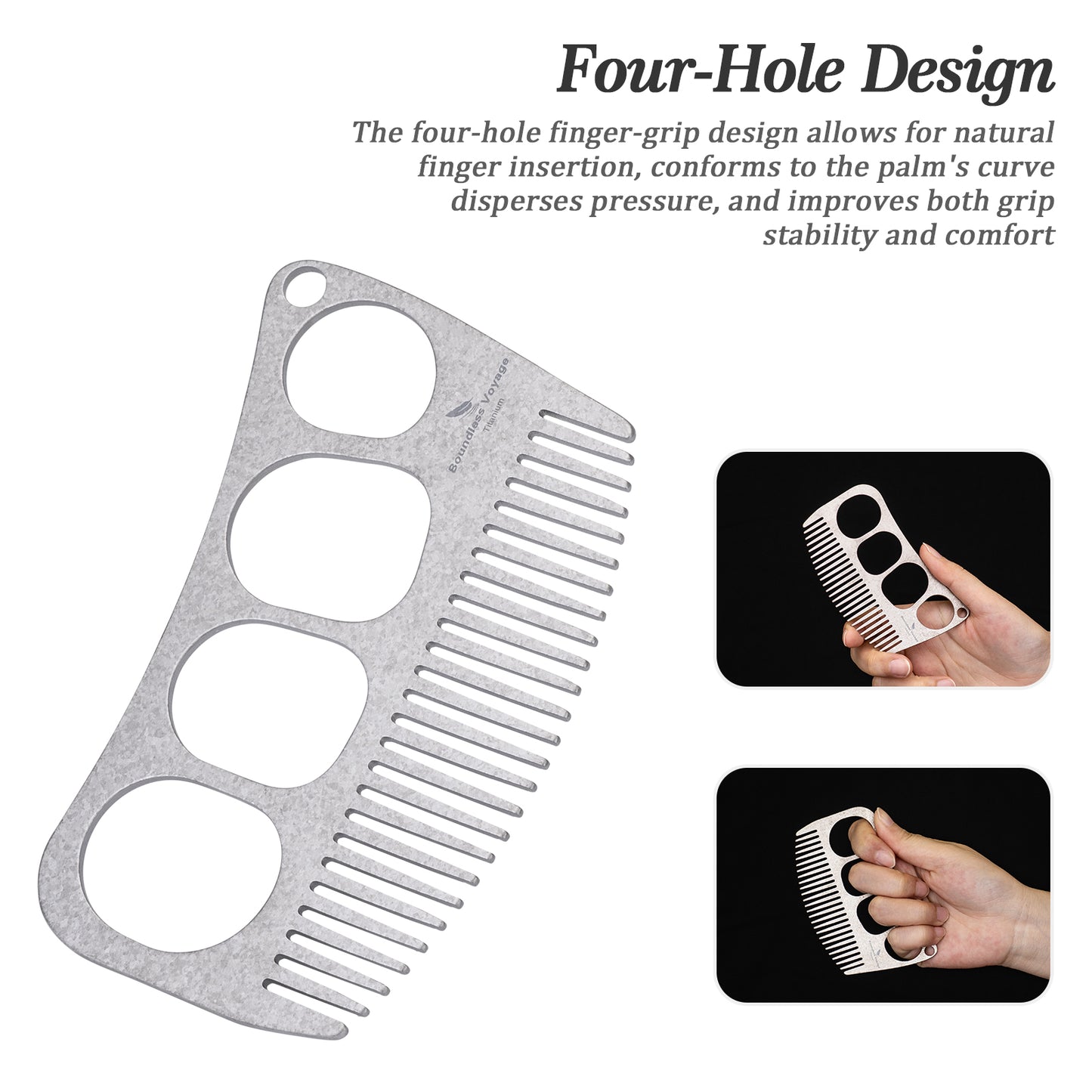 Boundless Voyage Titanium Crescent Comb, Unisex Hair & Beard Grooming Comb for Household Daily Use and Travel Carry