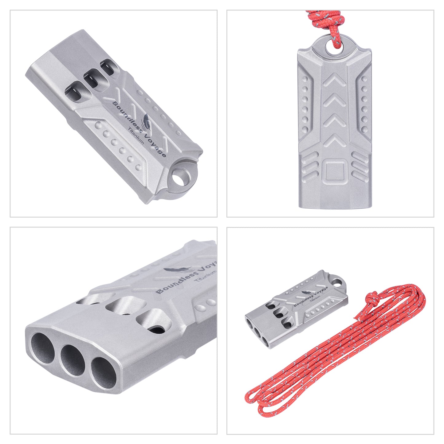 Boundless Voyage Titanium Whistle Emergency Survival Safety Whistles with Lanyard Loud for Outdoor Camping Hiking Coaches Training Sports Keychain Whistle Ti9022O