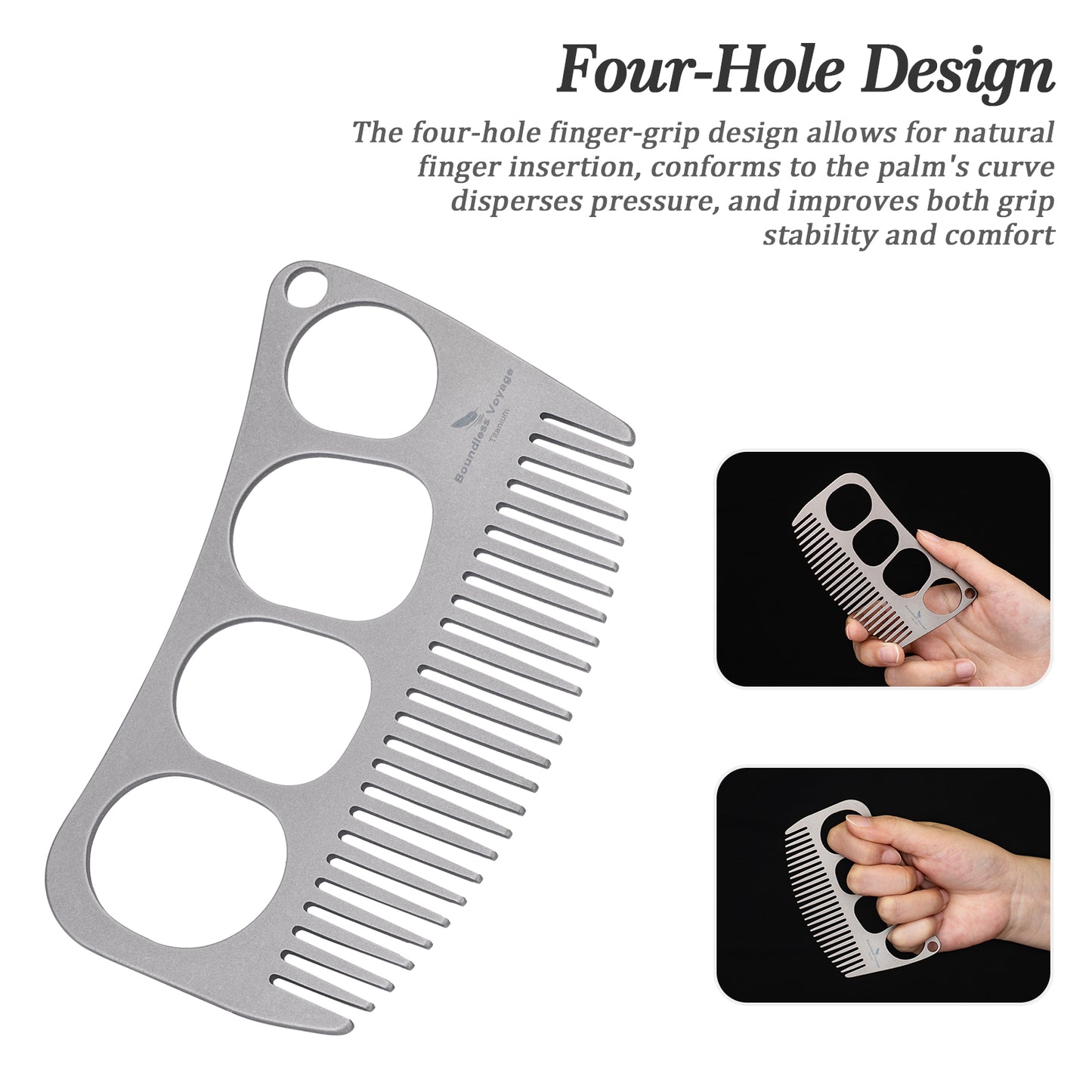 Boundless Voyage Titanium Crescent Comb, Unisex Hair & Beard Grooming Comb for Household Daily Use and Travel Carry