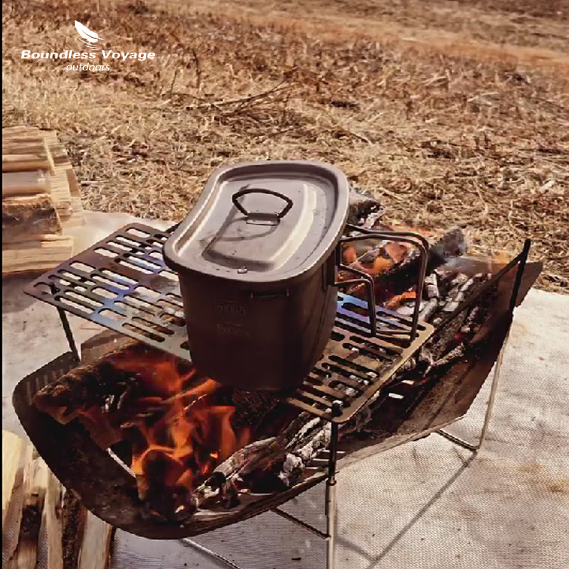 Boundless Voyage Titanium Charcoal BBQ Grill Plate Barbecue For Food Potato Vegetable in Family Garden Outdoor Hiking Camping Ultralight Durable