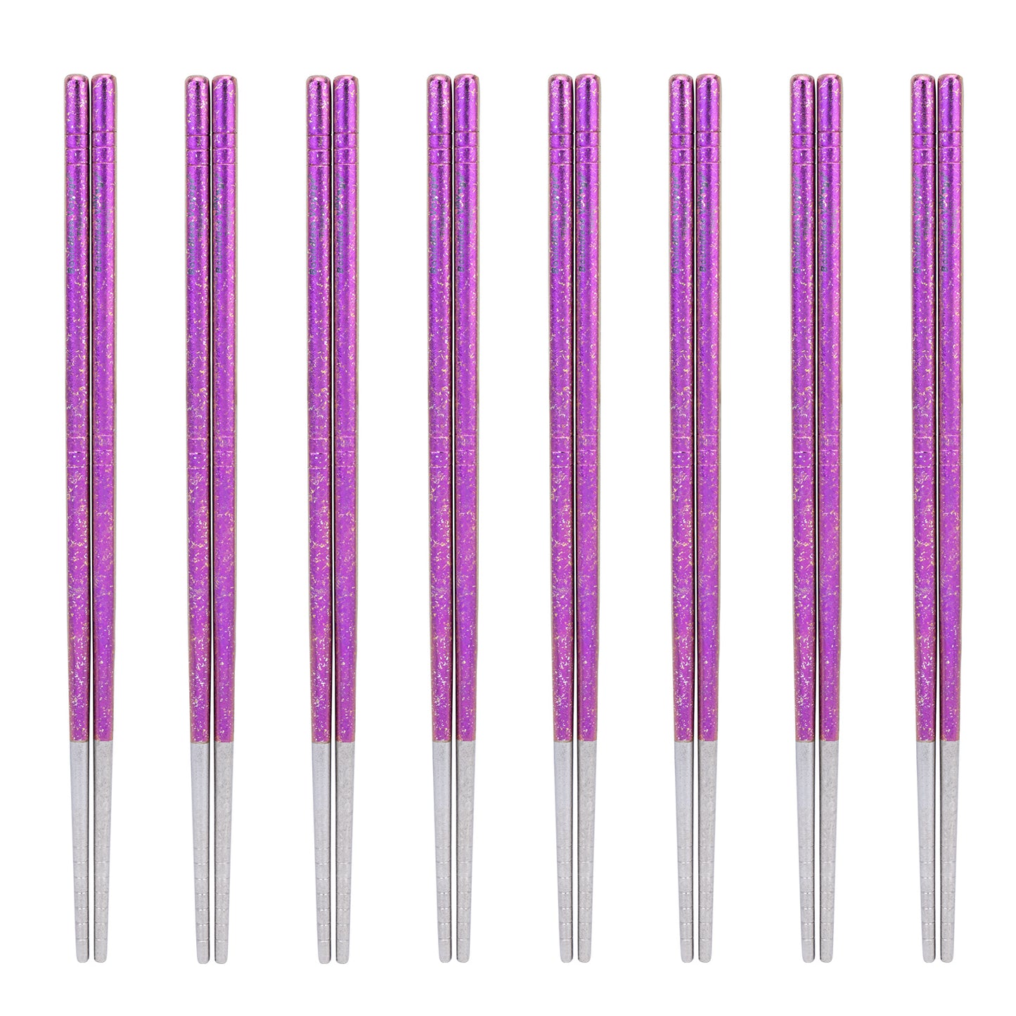 Boundless Voyage 8 Pairs Colorful Pure Titanium Chopsticks | Ultralight Non-Slip Reusable Tableware for Rice, Noodles, Tofu & Meatballs, Camping, Hiking & Daily Home Use Ti1006T
