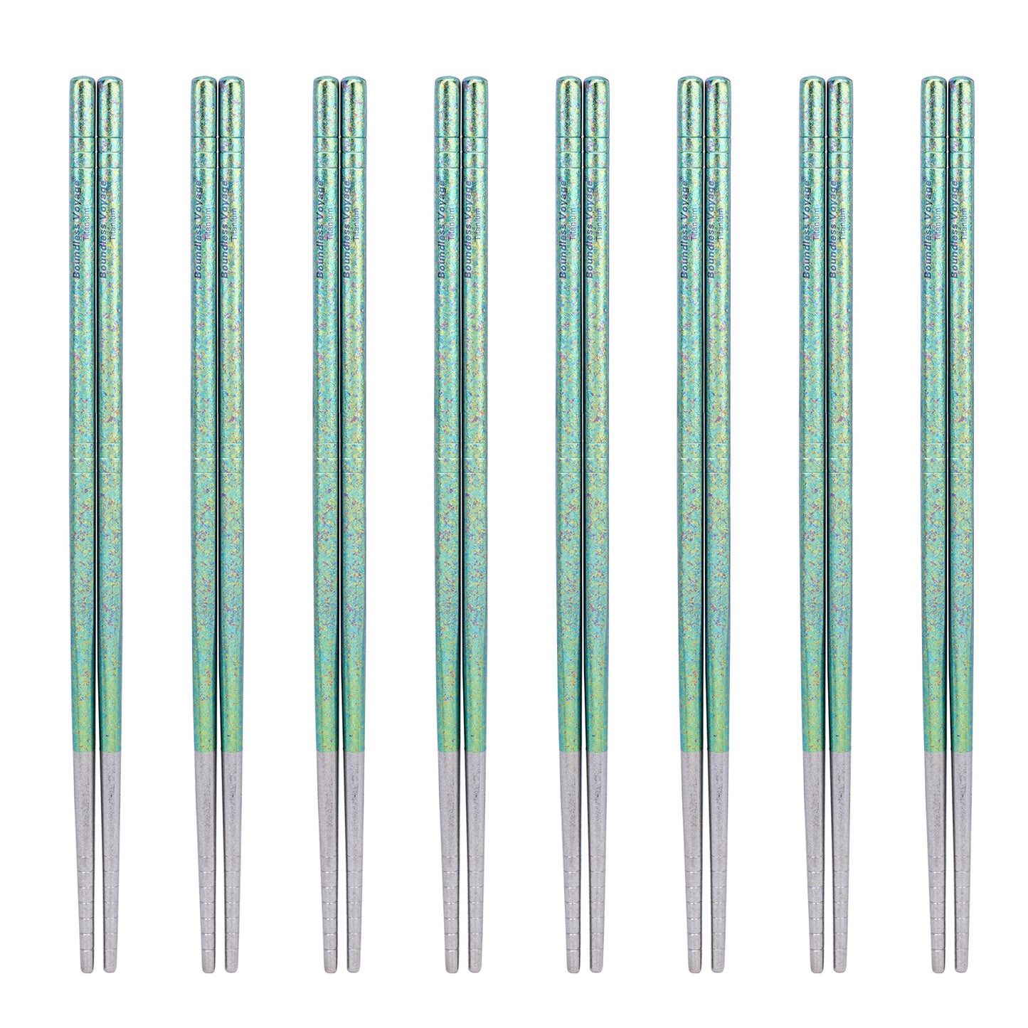 Boundless Voyage 8 Pairs Colorful Pure Titanium Chopsticks | Ultralight Non-Slip Reusable Tableware for Rice, Noodles, Tofu & Meatballs, Camping, Hiking & Daily Home Use Ti1006T