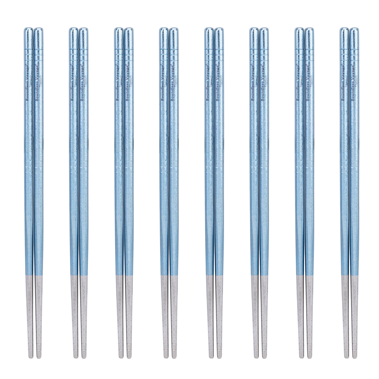 Boundless Voyage 8 Pairs Colorful Pure Titanium Chopsticks | Ultralight Non-Slip Reusable Tableware for Rice, Noodles, Tofu & Meatballs, Camping, Hiking & Daily Home Use Ti1006T