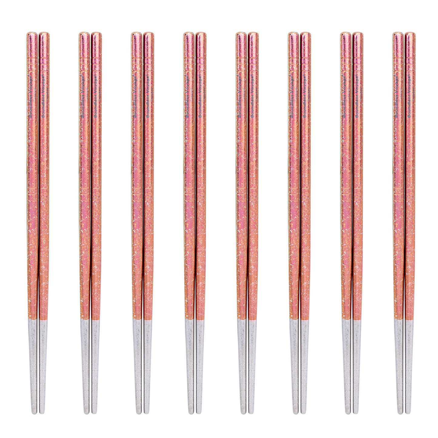 Boundless Voyage 8 Pairs Colorful Pure Titanium Chopsticks | Ultralight Non-Slip Reusable Tableware for Rice, Noodles, Tofu & Meatballs, Camping, Hiking & Daily Home Use Ti1006T